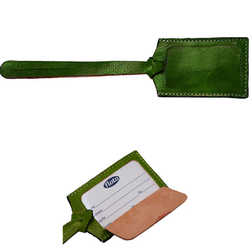 Green  leather luggage tag floto